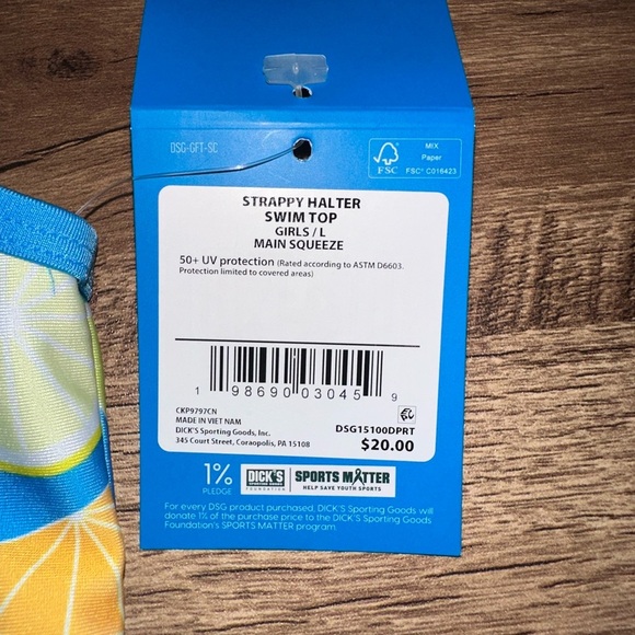 DSG girls strapped halter swim top size Large - Picture 2 of 3